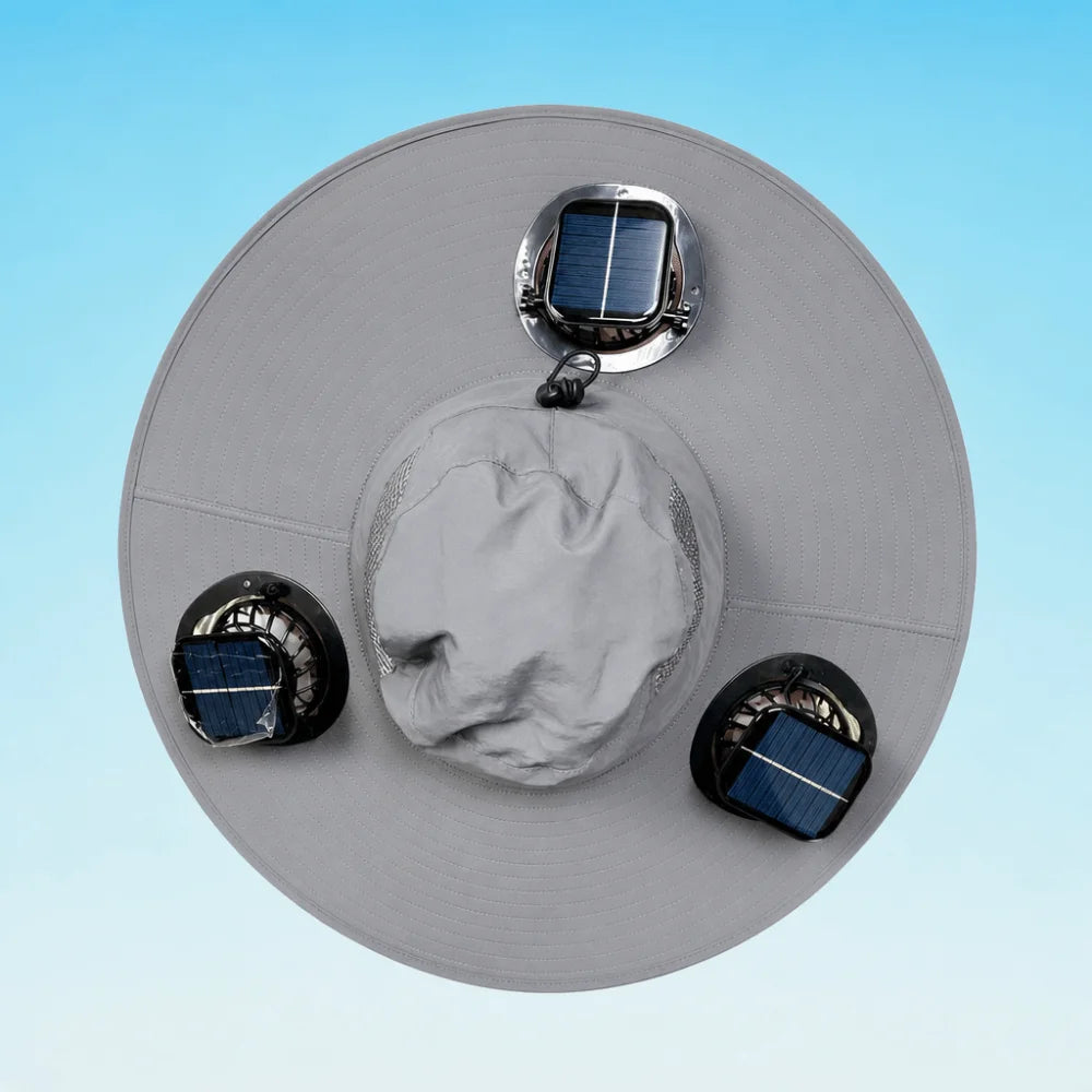 Three Fan Solar Cooling Sun Hat With USB Charging