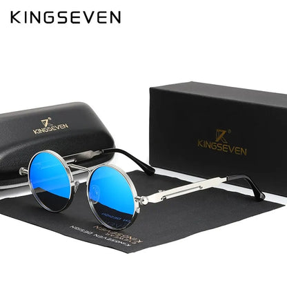 High Quality Gothic Steampunk Sunglasses Polarized Men Women Brand Designer Vintage Round Metal Frame Sun Glasses