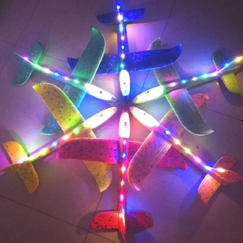 48cm LED DIY Kids Toys Hand Throw Flying Glider Planes Foam Aeroplan Model Party Bag Fillers Flying Glider Plane Toys Kids Game