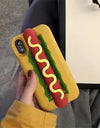 INS Cute Cartoon Funny Hot Dog Sausage 3D Vivid Phone Case For iPhone 16 15 14 13 Pro Max Plus Creative Soft Back Cover