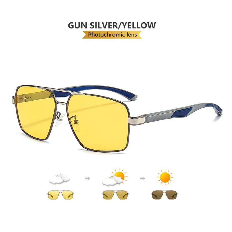 Photochromic Polarized Night Vision Driving Sunglasses UV400 Yellow Lens Goggles for Men Women