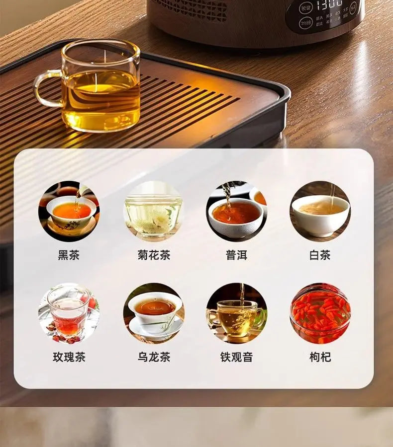 Heat Resistant Glass Tea Kettle with Filter Bamboo Handle Flower Tea Pot 1L