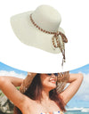 Women Sun Hat with Windproof Rope Wide Brim Sunhat Casual Ladies Sunhat Fashionable Visor Hat for Travel Camping Party Dating