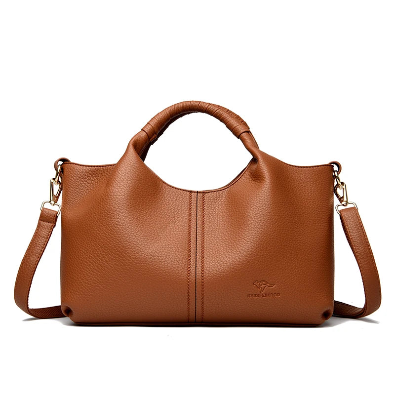 Leather Shoulder Bags For Women Ladies Luxury Handbag Crossbody Bag Zipper Messenger Solid Color Saddle Bag