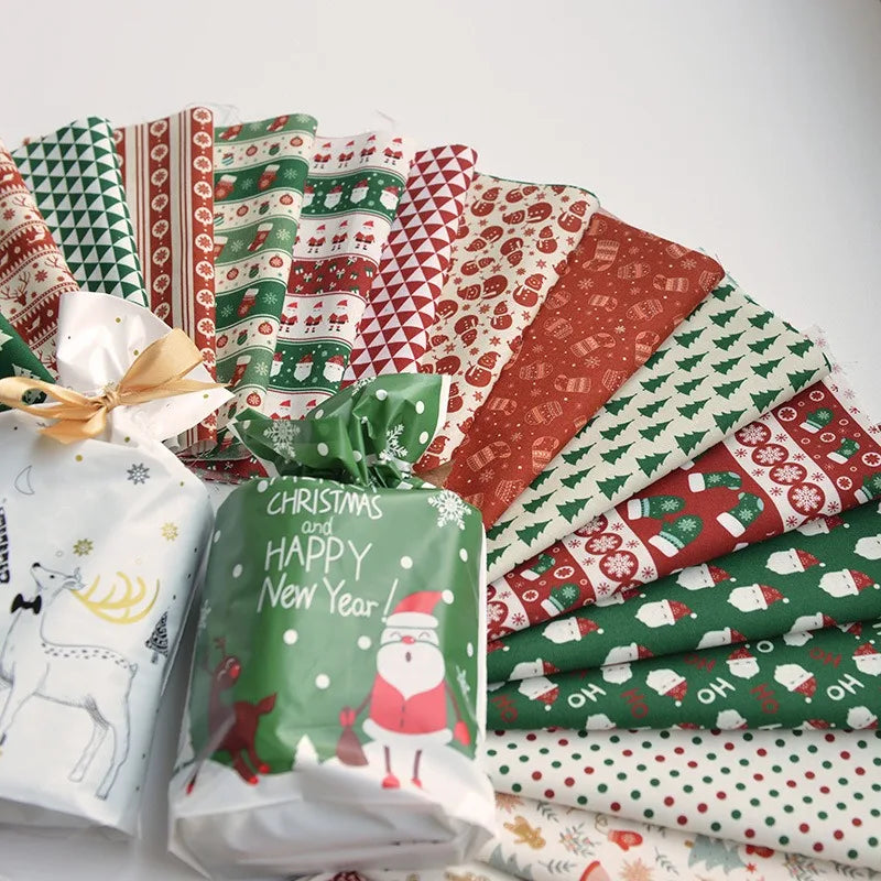 Pure Cotton Digital Printing Christmas Flower 60SManual DIY Decorate Fabric Pillow Clothes Christmas Theme Autumn and Winter New