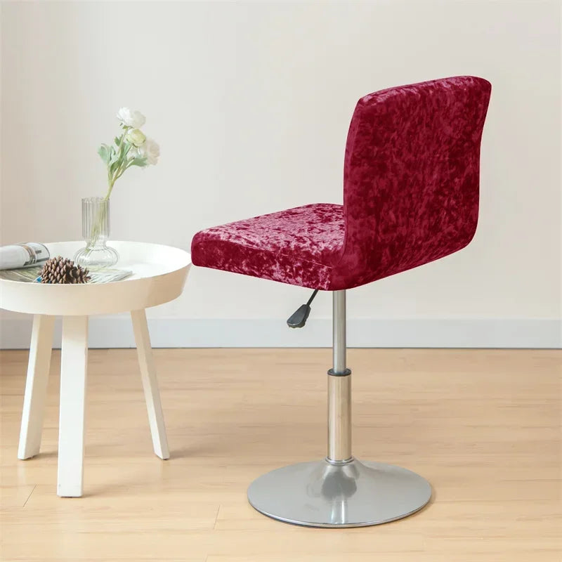 1PC Shiny Velvet Short Bar Chair Covers Stretch Back Bar Stool Covers Small Size Dining Barstool Slipcovers Party Banquet Decor