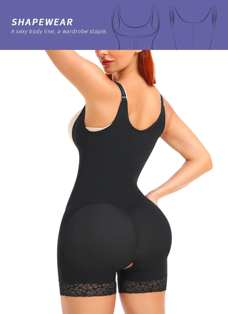 Women's Shapewear Bodysuit  Slimming  Butt Lifter Full Body Shaper Bbl Tummy Control Open Crotch Ziper