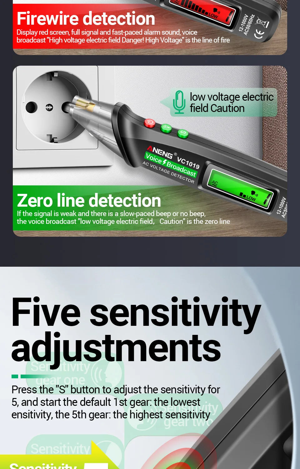 Circuit Breaker Finder with Voice Broadcast and Infrared Sensor Positioning Voltage Tester Electric Wire Detector