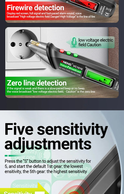 Circuit Breaker Finder with Voice Broadcast and Infrared Sensor Positioning Voltage Tester Electric Wire Detector