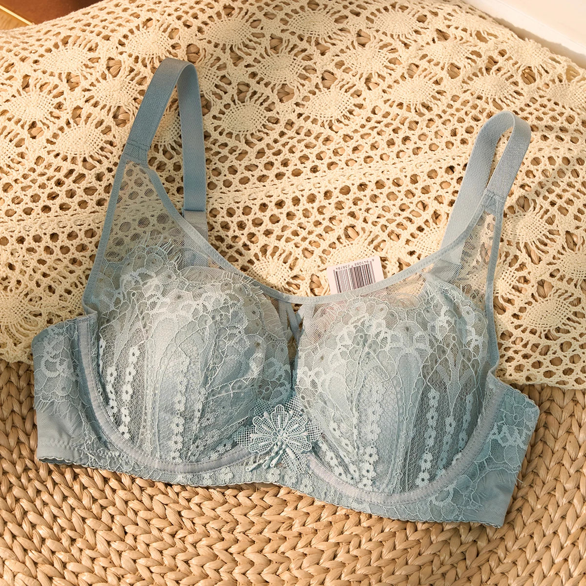 Womens Lace Three Quarter Cup Push Up Underwire Bra
