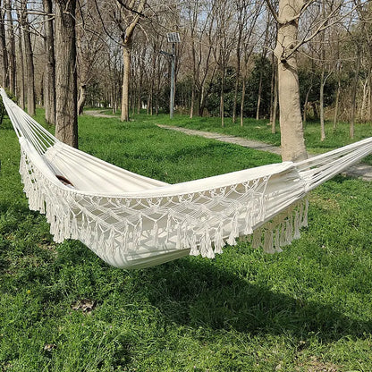 Hammock Large Brazilian Macrame Fringe Double Deluxe Hammock Swing Net Chair Outdoor Hanging Hammock Swings