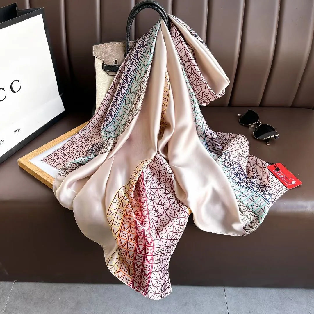 Women Summer Silk Scarves Shawl Lady Wrap Soft Female Echarpe Designer Beach Stole Bandana foulard muffler