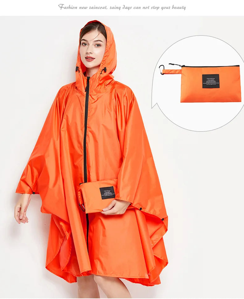 Lightweight Waterproof Rain Poncho with Backpack Coverage for Hiking and Travel