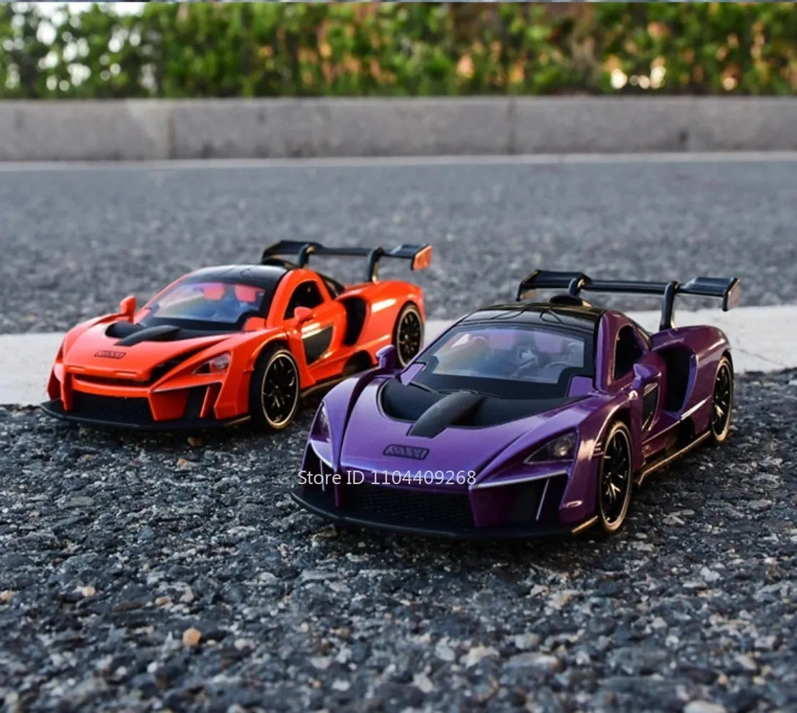 1:32 Scale Senna P1 Alloy Car Model Toy Simulation Sound Light Supercar Diecast Metal Vehicles Collection Birthday Gifts
