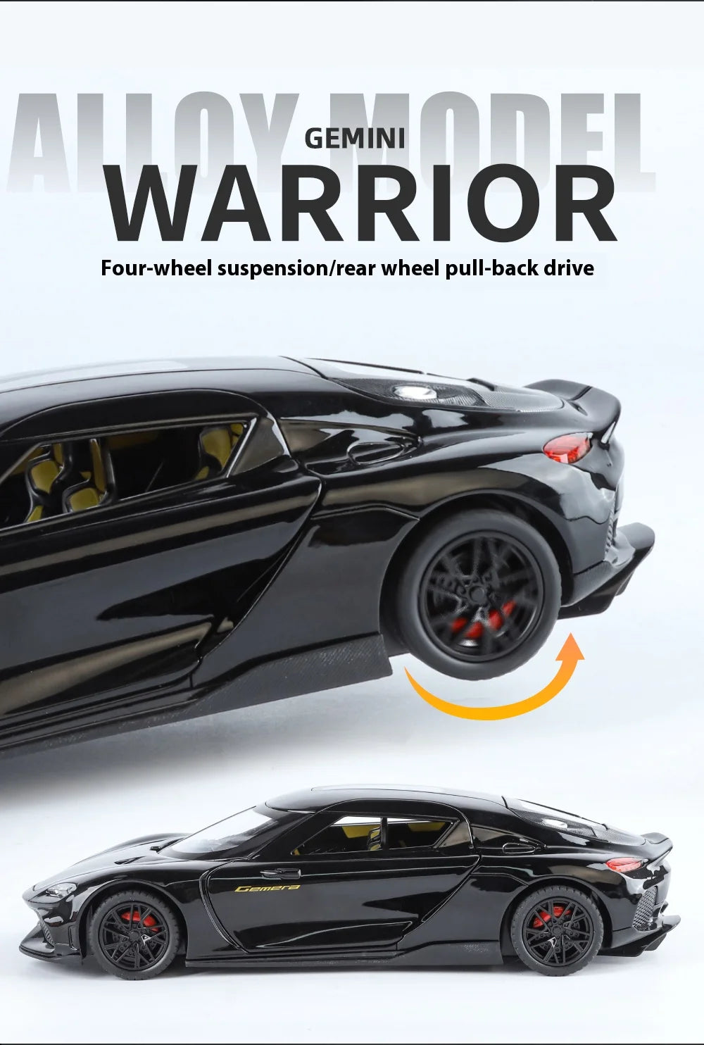 1:24 Gemera GT Sports Car Alloy Diecast Metal Model Sound Light Pull Back Toy Boys Simulation Car Model Ornament Present