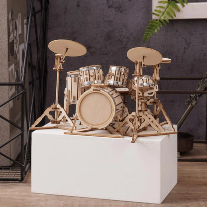 Miniature Musical Instrument Model Kits 3D Wooden Puzzles Cut Jigsaw Drum