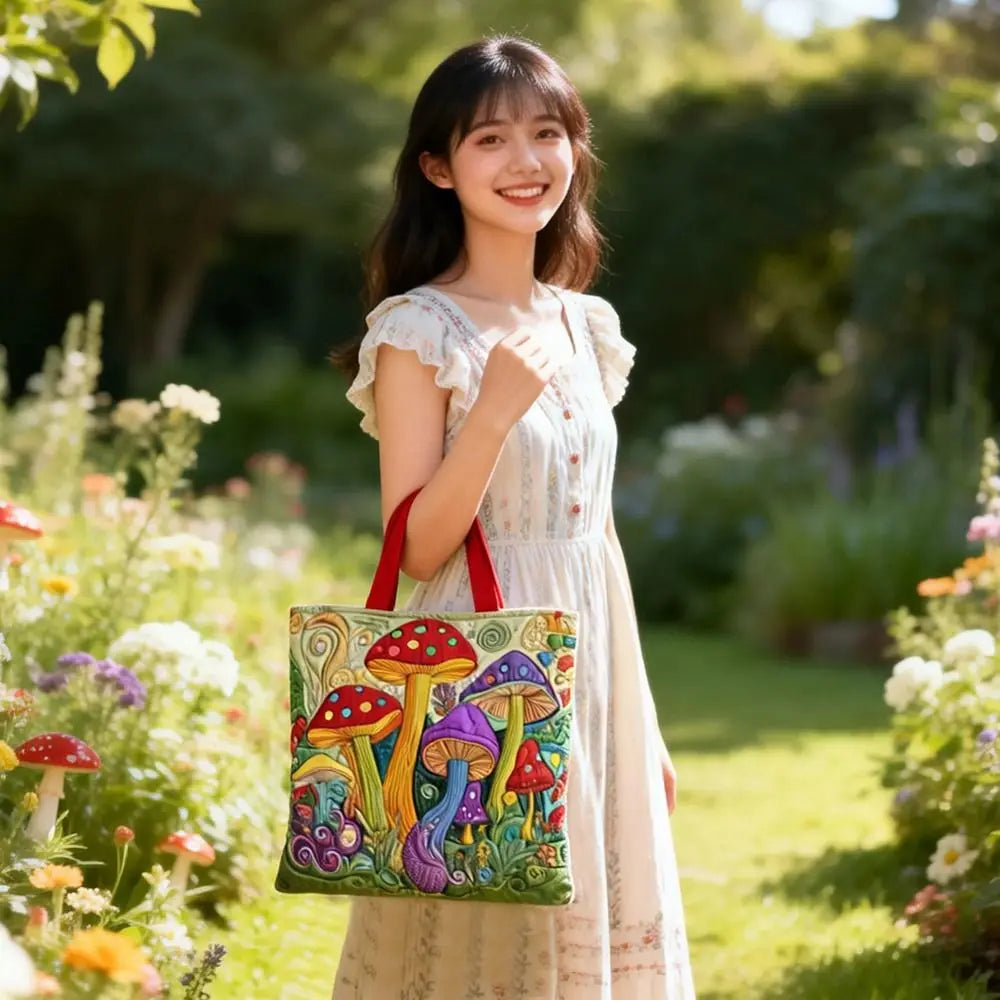 Vintage Quilted Canvas Tote Bag Large Capacity 3D Printed Shoulder Handbag