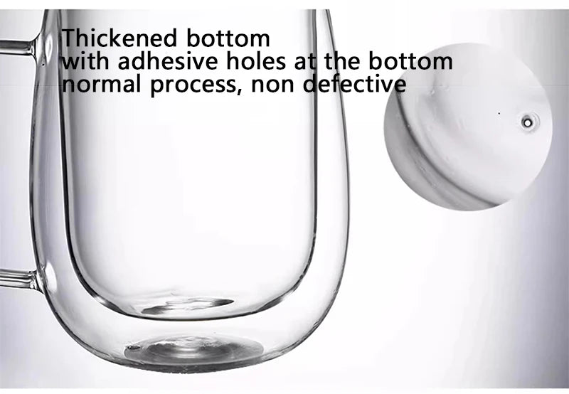 250/400ml Clear Double Wall Glass Cup Home Coffee Milk Mug With Handle Hot Cold Beverage Juice Drinkware Cup Set Of 1/2/4pcs