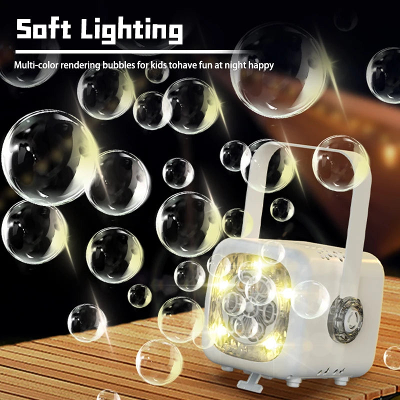 Children's 6-hole bubble machine continuously produces bubbles, electric party gifts (excluding bubble liquid and batteries) toy