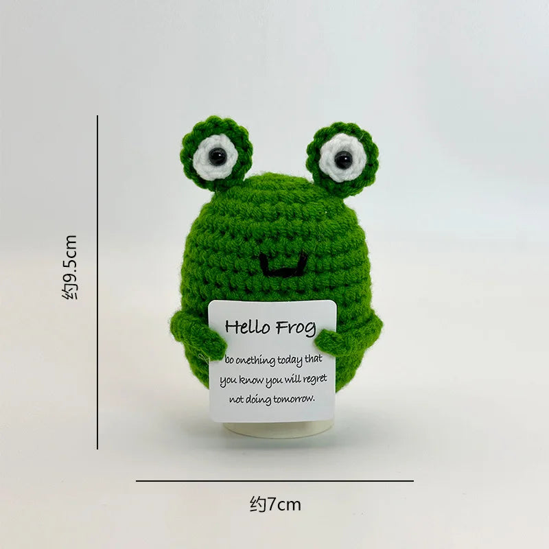 3 Pcs Funny Positive Crochet Sunshine Doll Desktop Ornament Handmade Cheer Emotional Support Positive Sun with Card Home Party Decor