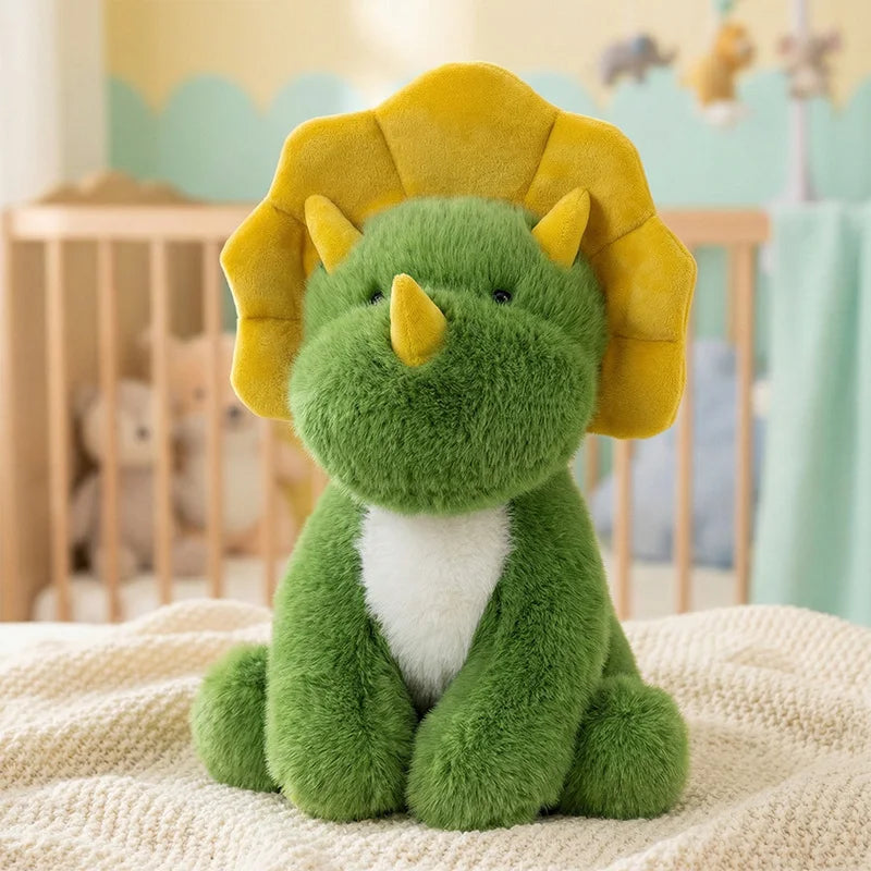 Green Triceratops Dinosaur Plush Stuffed Animal Pillow