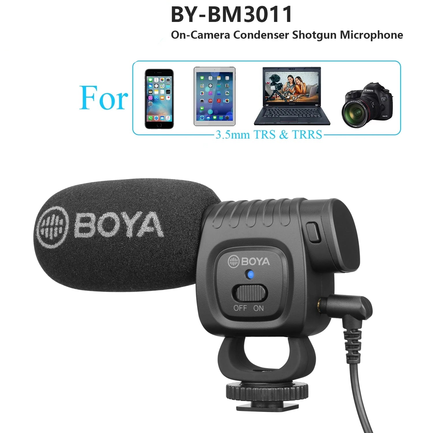 BY-BM3011 Cardioid Condenser Shotgun Microphone for PC Mobile Phone DSLR Cameras Live Streaming Youtube Recording Vlog