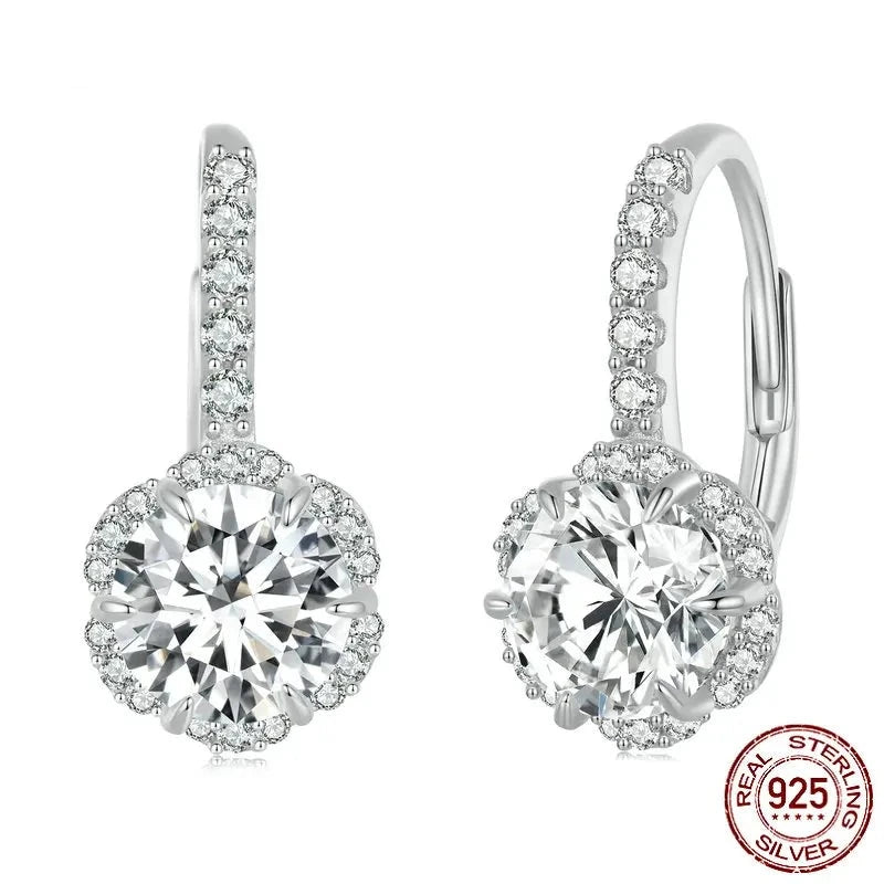 2.0 CT D VVS1 Moissanite Flower Hoop Earrings