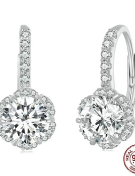 2.0 CT D VVS1 Moissanite Flower Hoop Earrings