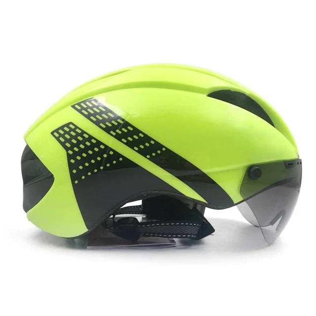 Aero Time Trial Cycling Helmet With Magnetic Lens