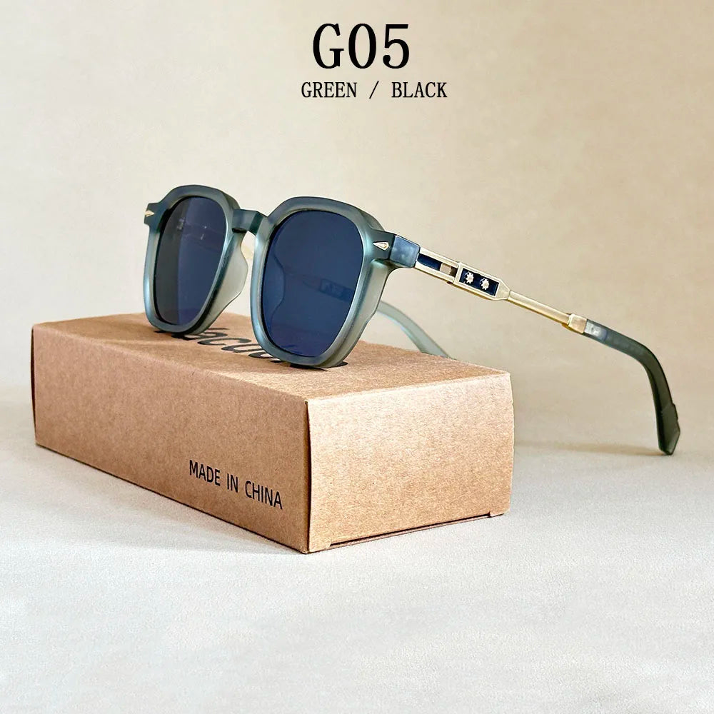 Vintage Square Acetate Frame Sunglasses With UV400 Protection