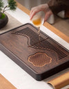 Household Portable Bamboo Tea Tray 48CM Tea Ceremony Wooden Tray Coffeeware Teaware Serving Tray For Chaban Tea Table