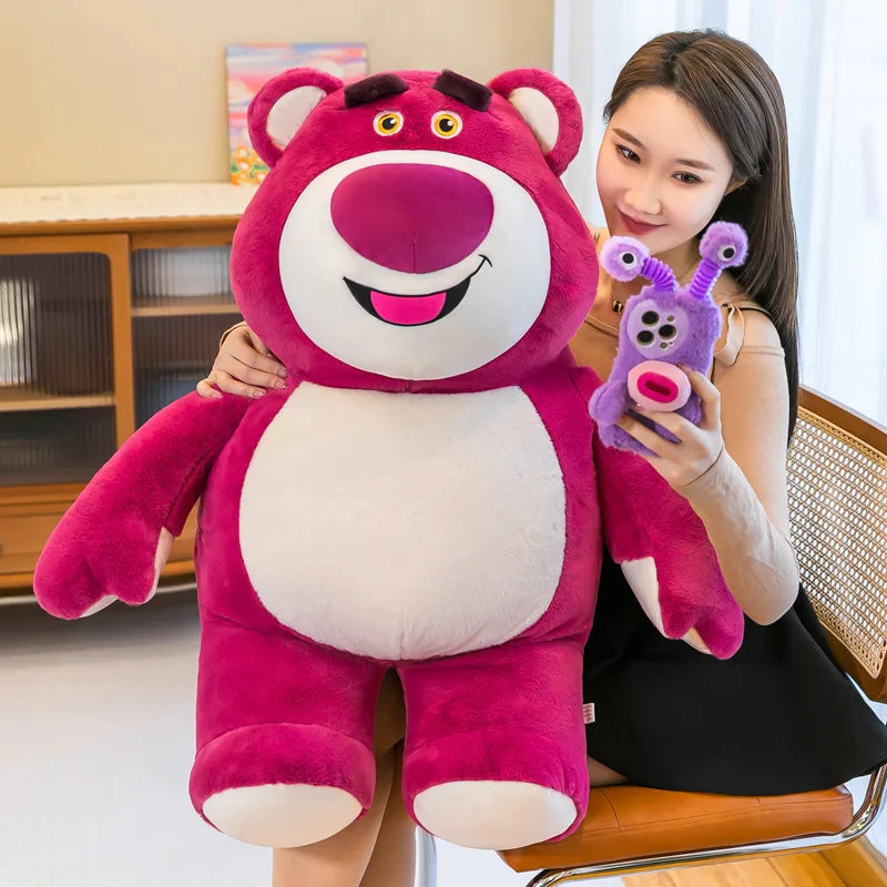 80cm Kawaii Strawberry Bear Plush Toy Bia Size Lotso Stuffed Doll Large Soft Animal Kids Birthday Gift for Girls and Children