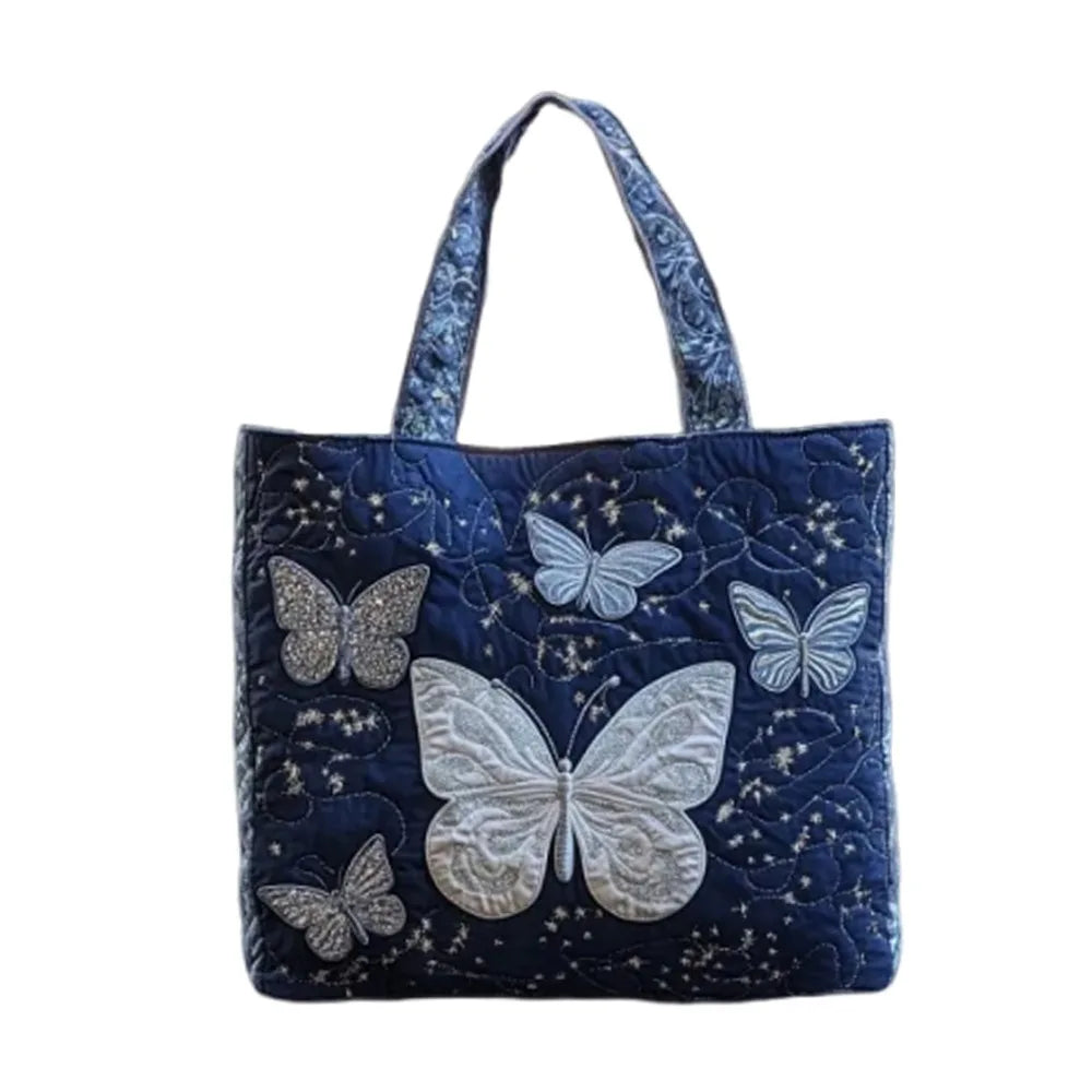 Vintage Quilted Canvas Tote Bag Large Capacity 3D Printed Shoulder Handbag