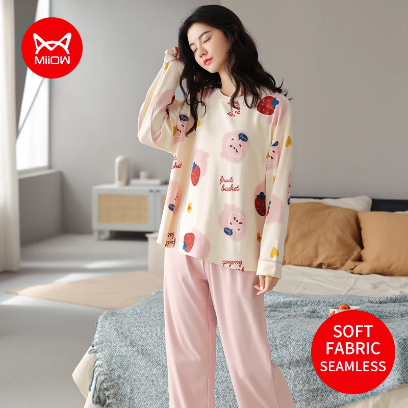 Women’s 2-Piece Pajama Set – Long Sleeve Top & Pants, Loose & Comfortable Winter Loungewear