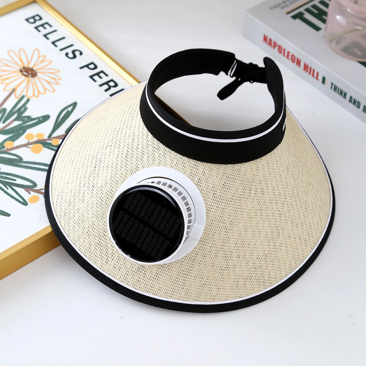 Wide Brim Sun Hat With Solar Powered Fan