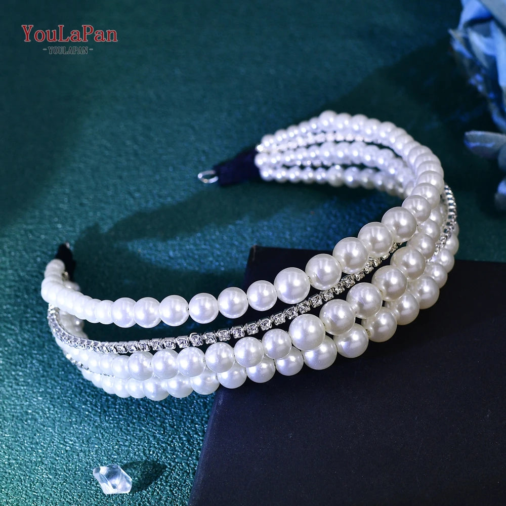 Pearls Hair Bands Elegant Headband Simple Hair Hoop Head Band Handmade Wedding Hair Accessories