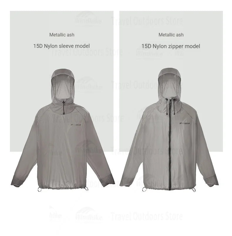 Lightweight Waterproof Hiking Rain Jacket and Pants Set with Hood