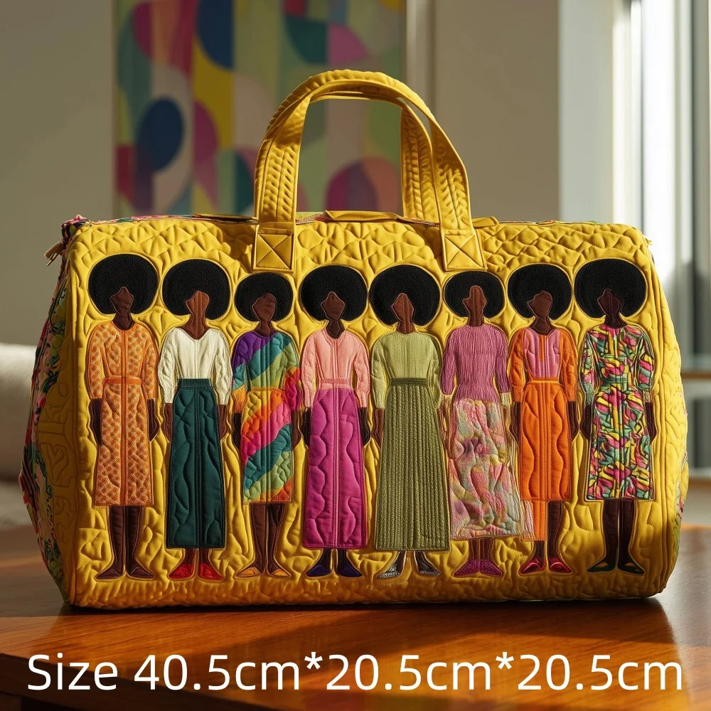 3D Quilted African Tote Bag for Women Colorful Tribal Print African Ladies Sunset Fruit Basket Gym Boho Festival Overnight Bags