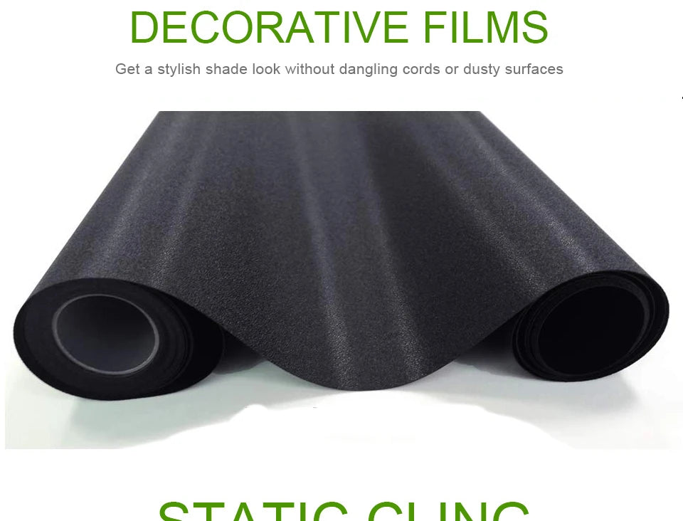 100% Light Blocking Window Film Static Self adhesive Glass Stickers Black Matte Privacy Protective Window Decals Heat Insulation