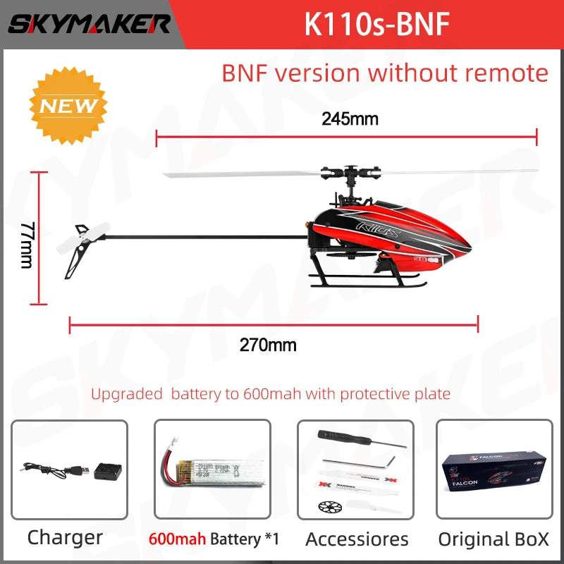 XK K110s RC Helicopter BNF 2.4G 6CH 3D 6G System Brushless Motor RC Quadcopter Remote Control Drone Toys For Gifts