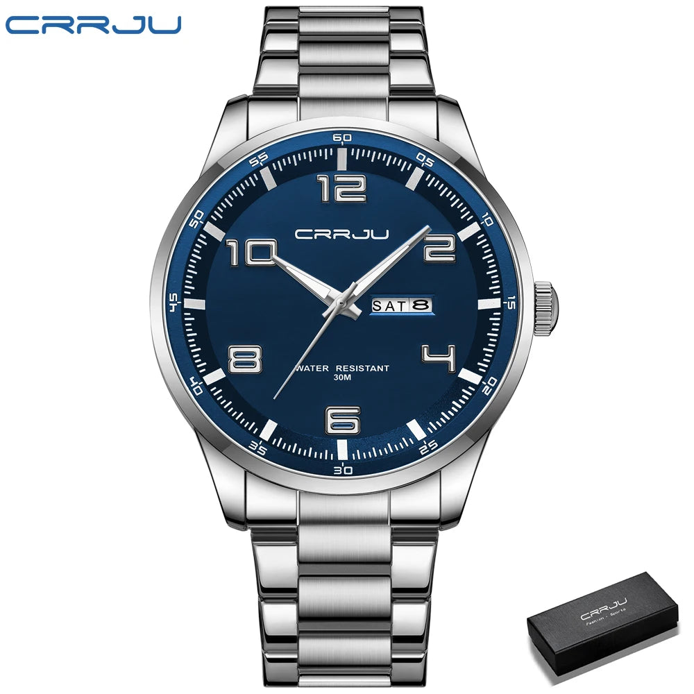 Men Luxury Watches Stainless Steel Quartz Auto Date Clock with Luminous Hands Relogio Masculino