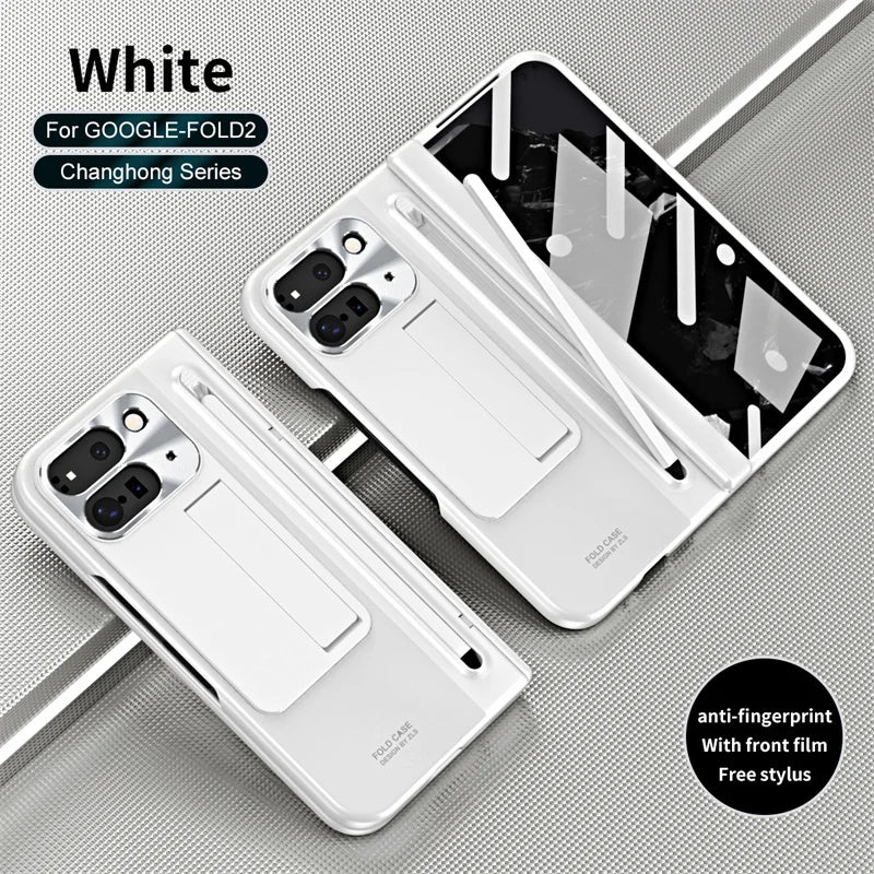 Electroplated Frosted lens Protection Tempered Glass Film Phone Case for Google Pixel 9 Pro Folding Hinge Phone Case