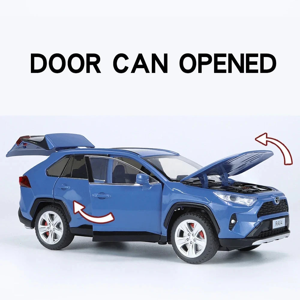 1:24 Scale RAV4 Camry Model Car Toy Metal Diecast Simulation Collection Sound & Light Vehicles Models Hobby Ornaments Gifts
