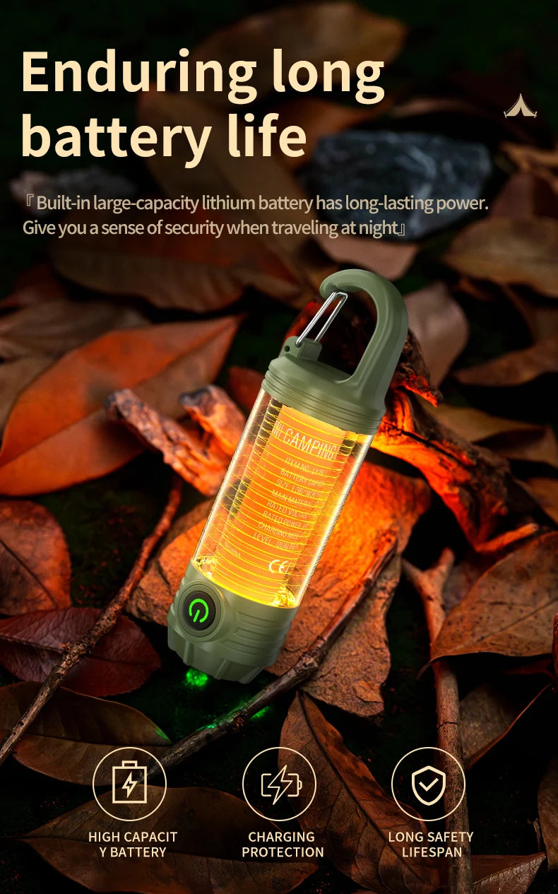 Rechargeable LED Camping Light Hanging Flashlight with 3 Light Modes SOS Emergency Portable Lantern