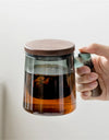 400ml Walnut Wooden Handle Lid Filter Glass Tea Cup Tea Water Separation Scented Tea Cup Office Flower Tea Separation Tea Mug