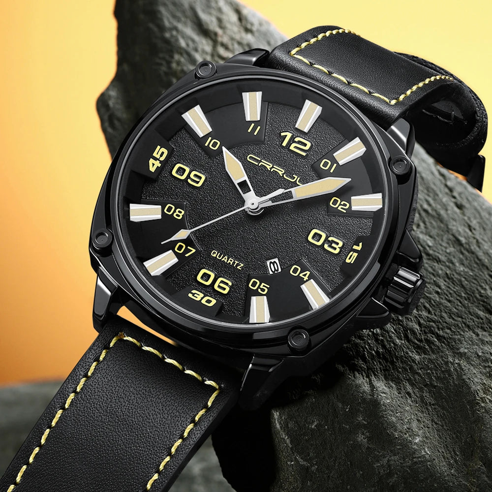 Simple Fashion Thin Date Wristwatches Male Luxury Design Breathable Leather Watches Men's Quartz Clock