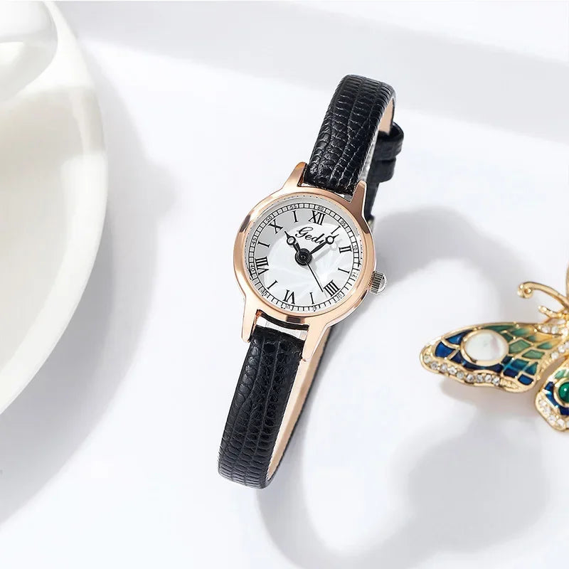 Classic Simple Women Watch Roman Numeral Dial Luxury Rose Gold Watch Case Office Lady Slender Wrist watch