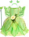 Girls Tinker Bell Costume Halloween Costume Green Fancy Dress Fairy Princess Cosplay Carnival Party Costume