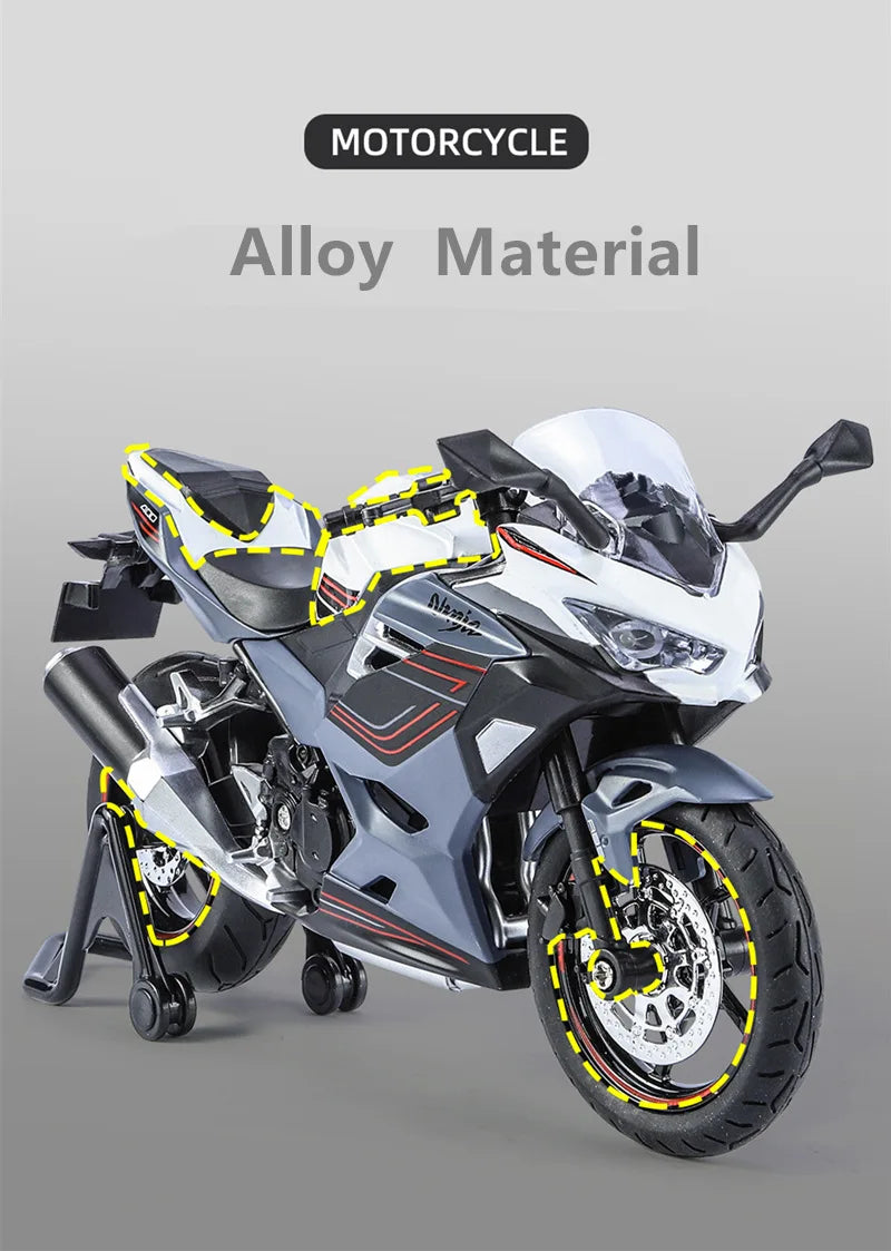 Diecast Kawasaki Ninja 400 Racing Motorcycle Model 1 to 12 Scale