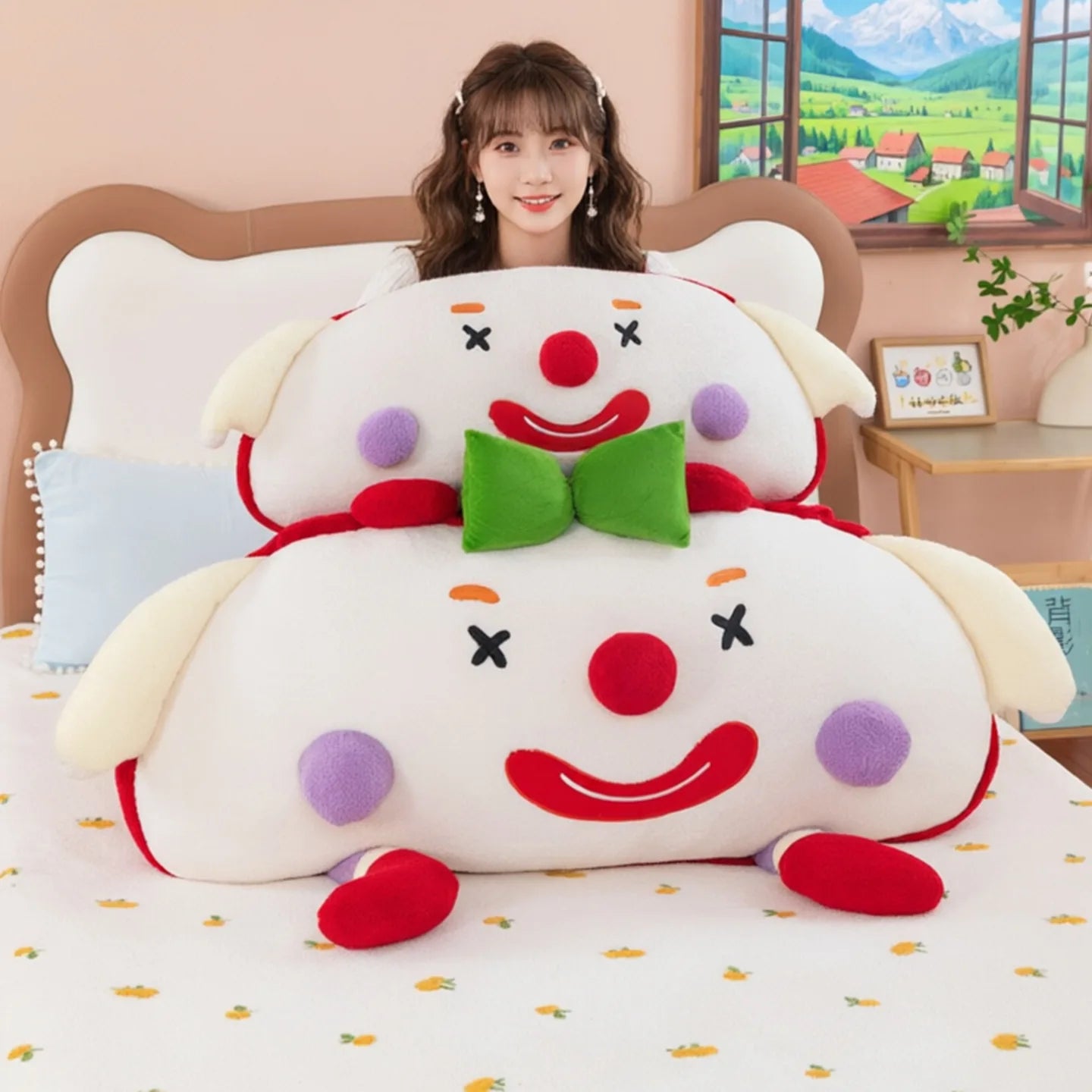 Cute Toast Clown Plush Toy Soft Bread Pillow